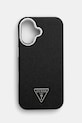 Кейс за телефон Guess iPhone 16 6.1 за телефон черен GUHMP16SPGTSPSK