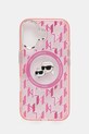 Obal na telefon Karl Lagerfeld iPhone 16 6.1 na mobil růžová KLHMP16SHMCKMHP