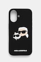 Karl Lagerfeld custodia per telefono iPhone 16 6.1 custodia per telefono nero KLHMP16SSKCHPPLK