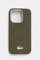 Lacoste husa pentru telefon iPhone 15 Pro 6.1 pentru telefon verde LCHMP15LSMAB