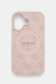 Чехол на телефон Guess iPhone 16 6.1 для телефона розовый GUHMP16SG4GFRP