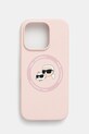 Karl Lagerfeld carcasă de telefon iPhone 16 Pro pentru telefon roz KLHMP16LSKCHTCP