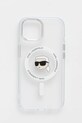 Karl Lagerfeld carcasă de telefon iPhone 15 pentru telefon alb KLHMP15SHLSKIH