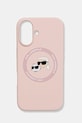 Karl Lagerfeld telefon tok iPhone 16 telefonhoz rózsaszín KLHMP16SSKCHTCP