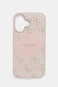 Obal na telefon Guess iPhone 16 na mobil růžová GUHMP16SP4PGRSGP