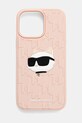 Кейс за телефон Karl Lagerfeld iPhone 16 Pro Max щампа розов KLHCP16XRBCCHHKLP