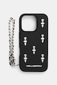 Karl Lagerfeld carcasă de telefon iPhone 16 Pro cu modele negru KLHCP16LPSADJSK
