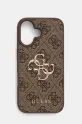 Etui za telefon Guess iPhone 16 natpis smeđa GUHCP16S4GMGBR