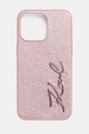 Obal na telefon Karl Lagerfeld iPhone 15 Pro Max na mobil růžová KLHCP15XPFMFBKMP