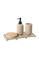 J-Line set de accesorii pentru baie din plastic bej 58088.