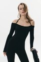 Body Saint Body OFF SHOULDER NECK SNAP BODYSUIT slim černá SB.612