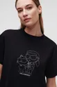 Bombažna spalna srajca Karl Lagerfeld črna