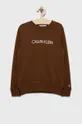коричневый Детская хлопковая кофта Calvin Klein Jeans Для мальчиков