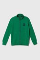 United Colors of Benetton hanorac de bumbac pentru copii uni verde 3J68C501B.G.NOS