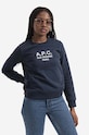 A.P.C. hanorac de bumbac Sweat Tina imprimeu bleumarin COEBH.F27561