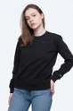 nero Champion felpa in cotone Crewneck Sweatshirt Donna