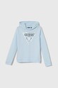 Dětská bavlněná mikina Guess s kapucí modrá J83Q14.KAUG0.9BYH