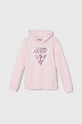 Dětská bavlněná mikina Guess s kapucí růžová J83Q14.KAUG0.9BYH