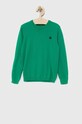 Детски памучен пуловер United Colors of Benetton тънък зелен 1098Q1072.G.NOS