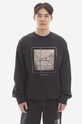 Bavlněná mikina A-COLD-WALL* Foil Grid Crewneck ACWMW075 BLACK bez kapuce černá ACWMW075.