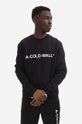 A-COLD-WALL* hanorac de bumbac Essential Logo Crewneck print negru ACWMW082.