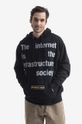 μαύρο Μπλούζα PLEASURES Internet Hoody P21F050-BLACK Ανδρικά