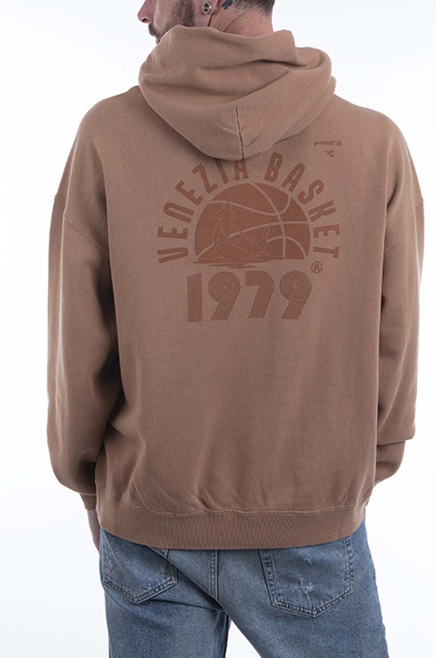 hnědá Bavlněná mikina Diadora x Paura Basket Hoodie Pánský