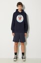 Wood Wood cotton sweatshirt Ian Crest Hoodie 10285600.2424 navy AA00