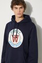 Wood Wood cotton sweatshirt Ian Crest Hoodie 10285600.2424 navy