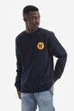 Wood Wood hanorac de bumbac Tye Badge imprimeu bleumarin 10285603.2424