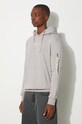 Alpha Industries felpa in cotone Organics Emb Hoody grigio 118350.643