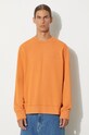 Bavlněná mikina Wood Wood Hugh Embossed Sweatshirt 12315602-2474 ABRICOT ORANGE hladký oranžová 12315602.2474