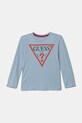 Guess longsleeve bawełniany dziecięcy nadruk niebieski N84I24.K8HM0.PPYA