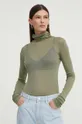 πράσινο Βαμβακερή μπλούζα με μακριά μανίκια American VintageT-SHIRT ML COL ROULE Γυναικεία
