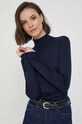 United Colors of Benetton longsleeve din bumbac uni bleumarin 3GA2E2224.016..