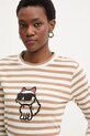 Karl Lagerfeld longsleeve bawełniany IKON beżowy A1W17137