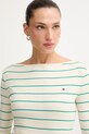 Tommy Hilfiger longsleeve de damă din bumbac bej WW0WW40589.
