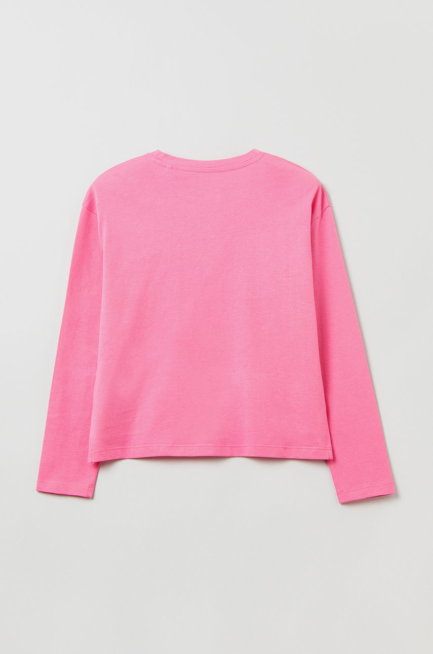 OVS longsleeve bawełniany dziecięcy fuksja
