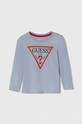 Guess longsleeve bawełniany dziecięcy nadruk niebieski N84I24.K8HM0.PPYH