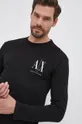 чорний Бавовняний лонгслів Armani Exchange Чоловічий