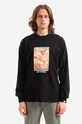 Памучна блуза с дълги ръкави thisisneverthat Flower Collage L/S Tee свободна черен TN221TTSLT04