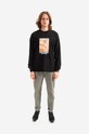 Памучна блуза с дълги ръкави thisisneverthat Flower Collage L/S Tee TN221TTSLT04 черен AA00