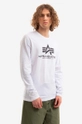 white Alpha Industries cotton longsleeve top Basic Men’s