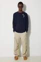 Wood Wood longsleeve bawełniany Mel 10235402.2323.NAVY granatowy AA00