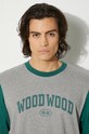 Bavlněné tričko s dlouhým rukávem Wood Wood Mark IVY Longsleeve šedá 12135401.2489