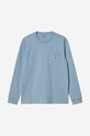 Clothing Carhartt WIP cotton longsleeve top I022094.FROSTED.BL blue