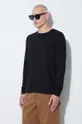 čierna Bavlnené tričko s dlhým rukávom Wood Wood Long Sleeve