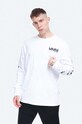 Wood Wood longsleeve bawełniany Peter nadruk biały 12025402.2334