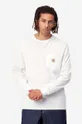 λευκό Βαμβακερή μπλούζα με μακριά μανίκια Carhartt WIP AMMONITE Ανδρικά