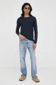 Βαμβακερή μπλούζα με μακριά μανίκια American VintageT-SHIRT ML COL ROND σκούρο μπλε